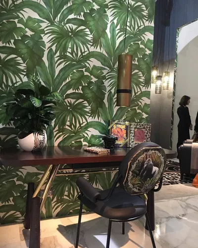 Монстера Обои на телефон стол со стулом и растениями