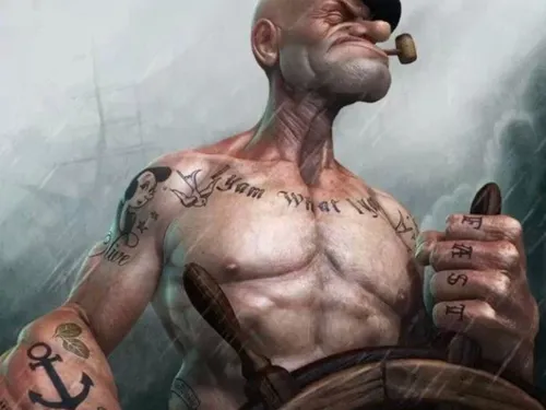 Моряк Папай Обои на телефон мужчина с татуировками курит трубку