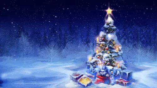 Новогодние В Хорошем Качестве Обои на телефон новогодняя елка с огнями и снегом