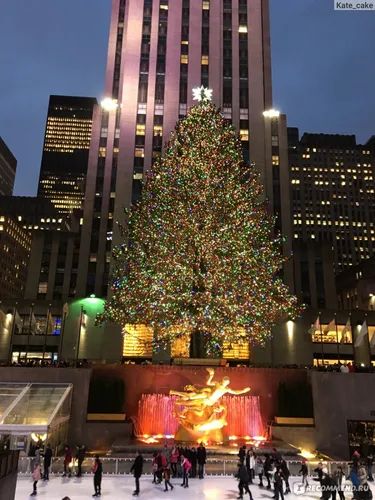 Новогодний Нью Йорк Обои на телефон высокая рождественская елка в городе