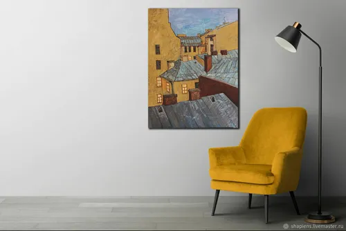 В Стиле Лофт Обои на телефон желтый стул перед картиной на стене