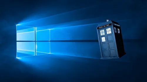 Виндовс 10 Обои на телефон компьютерная башня с синим фоном