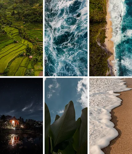 Календарь 2020 Обои на телефон коллаж из разных видов на пляж и океан