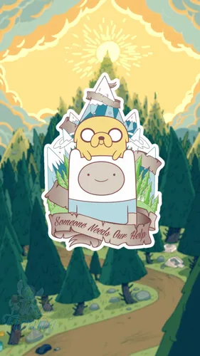 Adventure Time Обои на телефон картина с изображением человека
