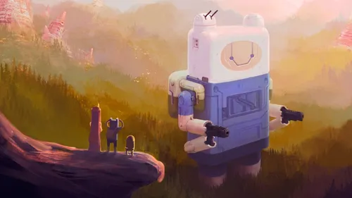 Adventure Time Обои на телефон робот в поле