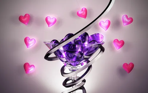 Lg Обои на телефон фиолетово-белый робот с сердечками