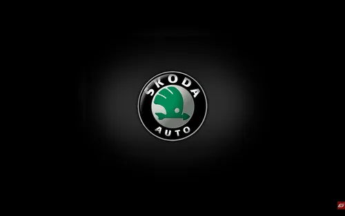 Skoda Обои на телефон логотип с зеленым кругом и черным фоном