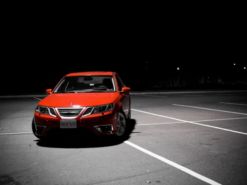 Skoda Обои на телефон красный спортивный автомобиль на дороге ночью