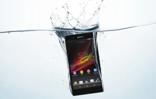 Sony Обои на телефон мобильный телефон с брызгами воды на экране