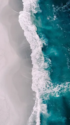 Бирюзового Цвета Обои на телефон волна, разбивающаяся на пляже