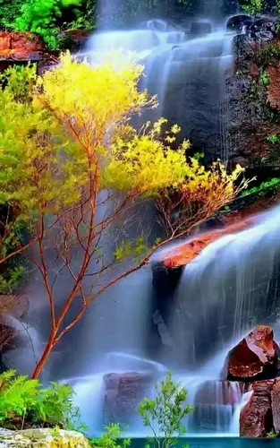 Водопад Горы Обои на телефон фон