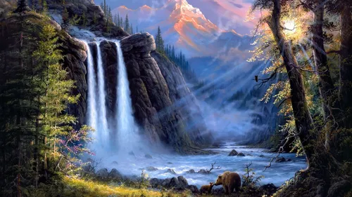 Водопад Горы Обои на телефон в высоком качестве