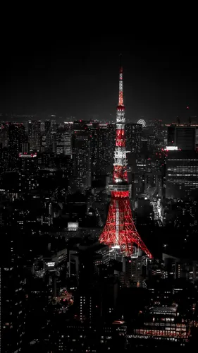 Город Ночной Обои на телефон высокая башня в Токийской башне