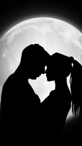 Для Парня Обои на телефон силуэт мужчины и женщины, целующихся перед большой луной