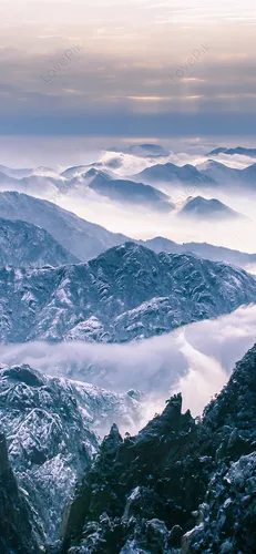 Зимний Пейзаж Обои на телефон горный хребет с облаками