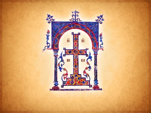Крест Обои на телефон сине-золотой щит