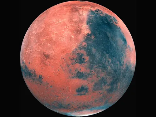 Марс Обои на телефон красно-синяя планета