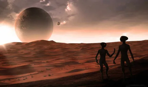 Марс Обои на телефон два человека бегут по пустыне