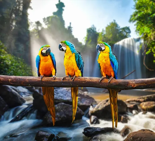 Попугаи Обои на телефон группа разноцветных птиц, сидящих на ветке