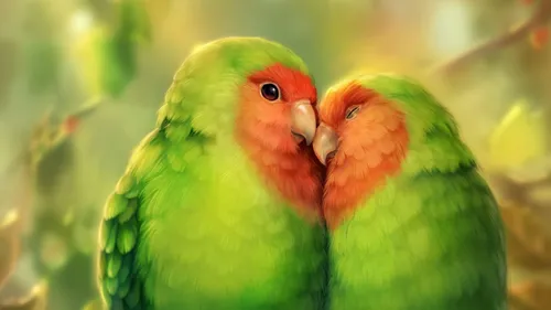 Попугаи Обои на телефон пара зеленых и красных птиц