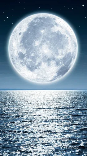 Природа Море Обои на телефон полная луна над океаном