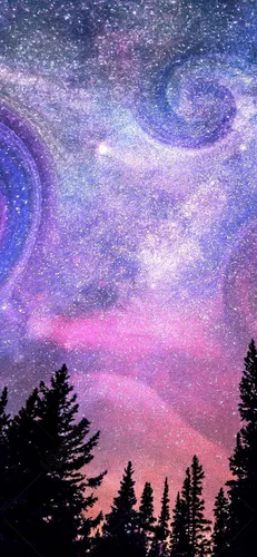 Романтика Обои на телефон звездное ночное небо над деревьями