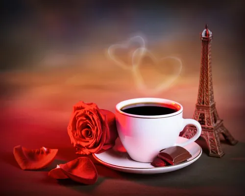 Романтика Обои на телефон чашка кофе и бутылка ликера на блюдце
