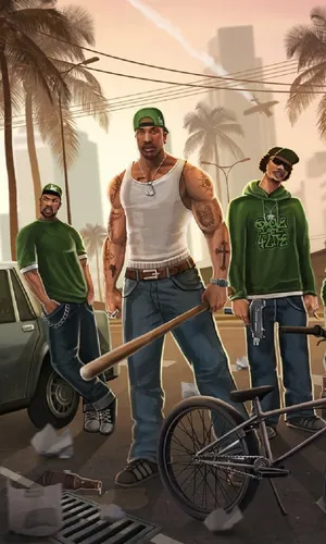 Самп Обои на телефон группа мужчин, стоящих рядом с велосипедом