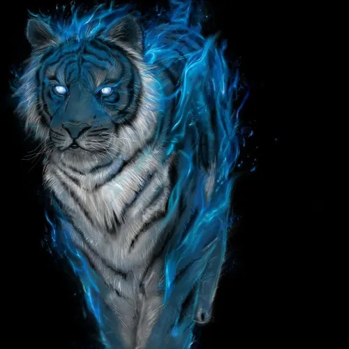 Тигрята Обои на телефон сине-белый тигр