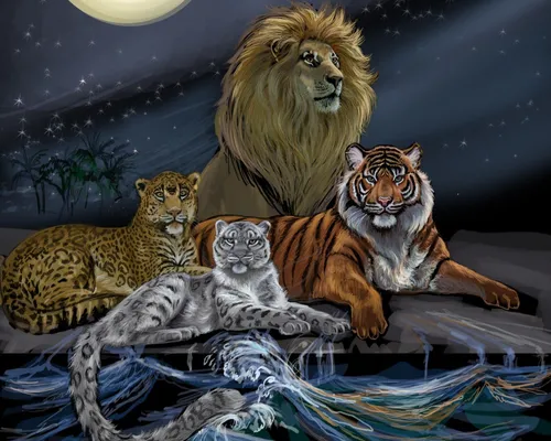 Тигрята Обои на телефон группа львов, сидящих на кровати