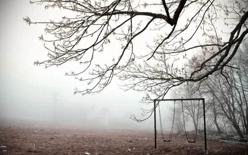 Туман Обои на телефон качели в туманном поле
