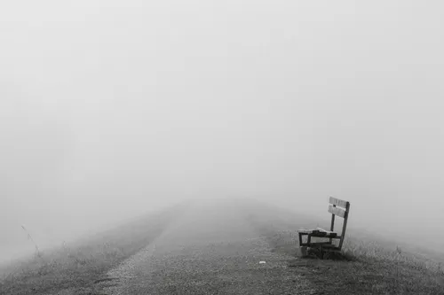 Туман Обои на телефон скамейка на холме