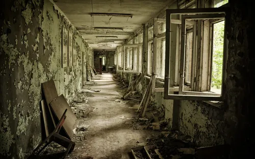 Чернобыль Обои на телефон заброшенная комната с разбитыми окнами