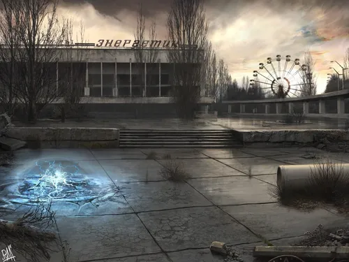 Чернобыль Обои на телефон здание с бассейном впереди
