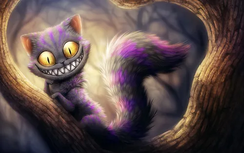 Чеширский Кот Обои на телефон кошка с фиолетовой шерстью