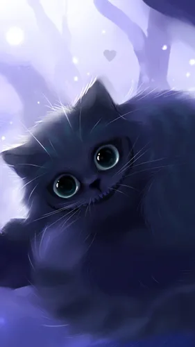 Чеширский Кот Обои на телефон кошка со светящимися глазами