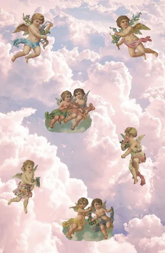 Альфонс Муха, Мод Хамфри, С Ангелами Обои на телефон группа детей прыгает в воздух