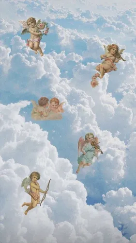 Мод Хамфри, С Ангелами Обои на телефон группа людей в небе