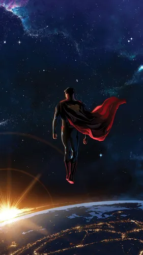 Супермен Обои на телефон человек, стоящий на перилах со звездами на заднем плане