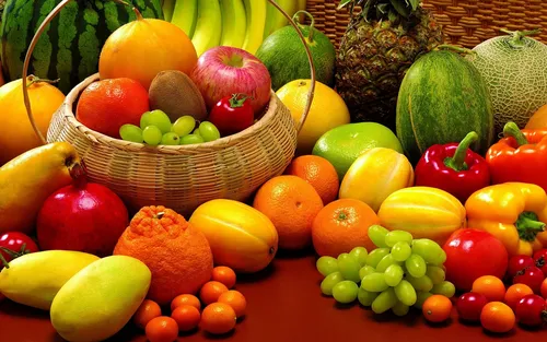 Красивые Фото группа разноцветных фруктов