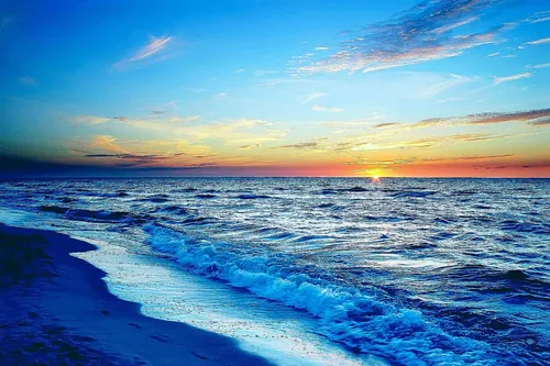 Моря Фото пляж с волнами и закатом