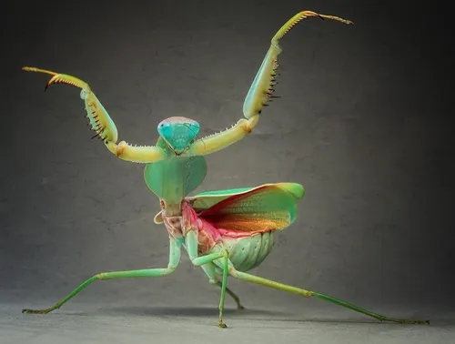 Богомол Фото зеленое насекомое с крыльями