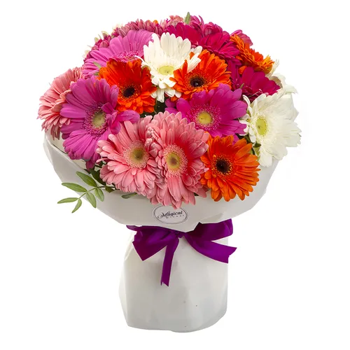 Герберы Фото ваза с разноцветными цветами
