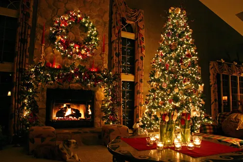 Новогодние Фото рождественская елка в гостиной