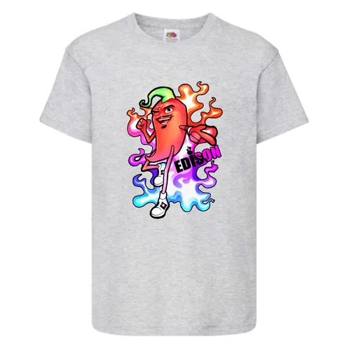 Эдисон Перец Фото серая футболка с мультяшным персонажем