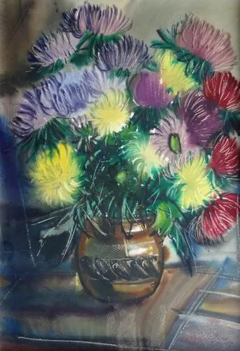 Астры Фото ваза с разноцветными цветами