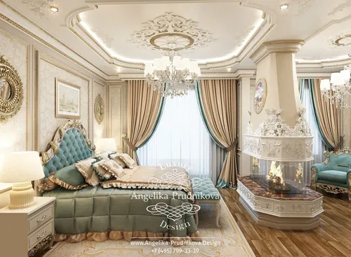 Дизайн Спальни Фото комната с диваном и столом с лампой