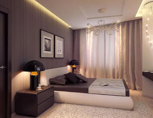 Дизайн Спальни Фото спальня с кроватью и лампами