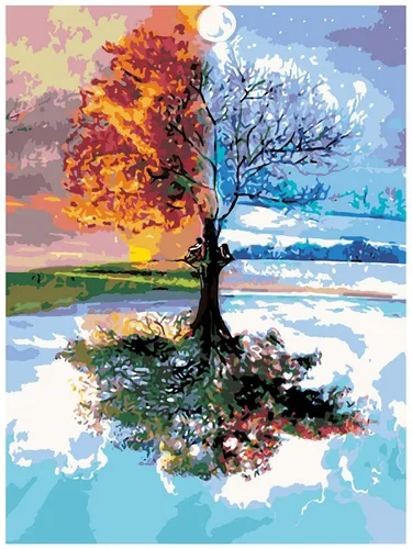 Картина По Номерам По Фото дерево с оранжевыми листьями