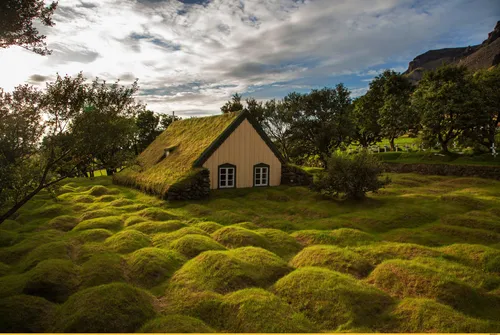 Красивые Природы Фото дом в травянистом поле